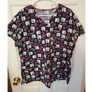 Divine Stretch Cat Love Scrub Top